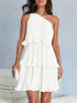 'Hesper' Layered Single Shoulder Mini Dress - Celes Fashion